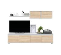Usinestreet Mueble de salón moderno Alida Blanco Artik y Roble Canadian 200×43×41 cm