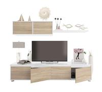 Habitdesign Mueble de Salon Moderno, Modulos de Comedor, Modelo Alida, Acabado en Blanco Artik y Roble Canadian, Medidas: 200 cm (Ancho) x 43 cm (Alto) 41 cm (Fondo)