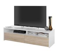Habitdesign Mueble de Salon, modulo de Comedor Kioto, Acabado Color Blanco Artik y Roble Canadian, Medidas: 130 cm (Ancho) x 35,5 cm (Alto) x 40,2 cm (Fondo)