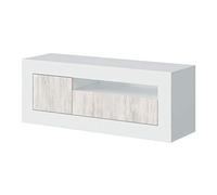 Habitdesign Mueble de TV de 2 Puertas, Modulo Salon, Modelo Baltik, Acabado en Blanco Artik y Blanco Velho, Medidas: 139 cm (Ancho) x 53 cm (Alto) x 42 cm (Fondo)