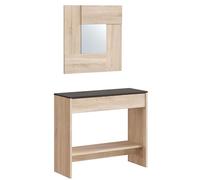 Habitdesign - Mueble Recibidor con Cajón y Espejo, Consola de Entrada Moderna, Color Roble Canadian y Óxido, 92x79x33 cm - Modelo Oxys