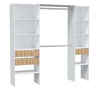 HABITDESIGN Mueble Vestidor Ethna,187x190x40 (AltoxAnchoxFondo - en cm), Vestidor de Dormitorio, Color Blanco Artik y Roble Natur, Estilo Moderno