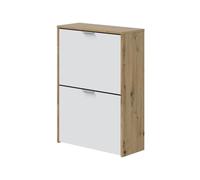 Habitdesign Noa Zapatero 2 Puertas Abatibles, Capacidad para 10 Pares de Zapatos, 60 x 24 x 84 cm, Roble Nodi y Blanco