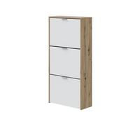 Habitdesign Noa Zapatero 3 Puertas Abatibles, Capacidad para 15 Pares de Zapatos, 60 x 24 x 124 cm, Roble Nodi y Blanco