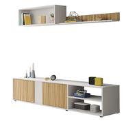 Habitdesign Mueble de Salón Ecco Color Blanco Artik y Roble Natur 180 Cm