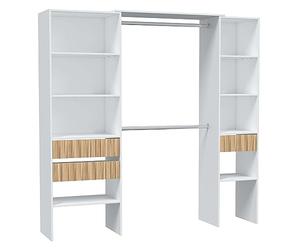 Habitdesign - Vestidor Abierto para Dormitorio, Armario Vestidor Abierto Moderno, color Blanco Artik y Roble Natur, 187x190x40 cm - Modelo Ethna
