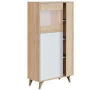 Habitdesign Vitrina con 3 Puertas, Bueffet para salón, Modelo Kikua Plus, Acabado en Blanco Artik y Roble Canadian, Medidas: 77 cm (Ancho) x 142 cm (Alto) x 33 cm (Fondo)