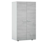 Habitdesign Zapatero 2 Puertas, Zapatero Estrecho, Modelo Star, Acabado en Color Blanco Brillo y Cemento, Medidas 103 cm (Alto) x 55 cm (Ancho) x 36 cm (Fondo)