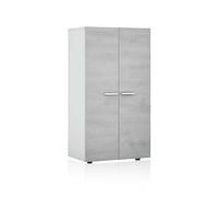 Habitdesign Zapatero 2 Puertas, Zapatero Estrecho, Modelo Star, Acabado en Color Blanco Brillo y Cemento, Medidas: 103 cm (Alto) x 55 cm (Ancho) x 36 cm (Fondo)