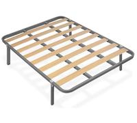 habithor - Somier de Láminas de Chopo con Estructura de Acero y Patas Incluidas | Medida: 135x180 cm | Altura 28 cm | Refuerzo Central | Fabricado en España
