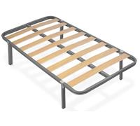 habithor - Somier de Láminas de Chopo con Estructura de Acero y Patas Incluidas | Medida: 90x180 cm | Altura 35 cm | Refuerzo Central | Fabricación Española