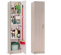 HABITMOBEL Armario Escobero Acabado Roble Natural 182 x 37 x 37 cm de Profundidad, con Colgadores Incluidos