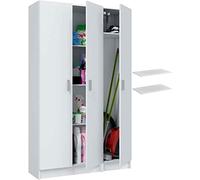 HABITMOBEL Armarios Multiusos de 3 Puertas Total con 6 estantes Regulables en Altura Acabado Blanco. Medidas totales del Pack : Alto 180 cm. Ancho 96cm. Fondo 37cm.