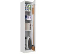 HABITMOBEL Columna de 1 Puerta Pasillo o Recibidor Armario Alto Blanco o Cocina con colgadores Acero y 4 Huecos Organizador