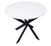 HABITMOBEL Mesa de Comedor Fija Redonda 90 x 90 x 77 cm de Altura Blanco Mate con Patas metálicas Color Negro Lacado Mate