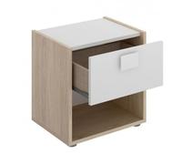 HABITMOBEL Mesita de Noche 1 cajón Dina de Estilo Nórdico y lineas Modernas, con Acabados Natural y Blanco