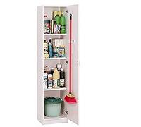 HABITMOBEL Mueble Multiusos Altura 180 cm Color Blanco con Colgador Incluido, para escobero o fregonas Plus
