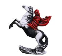 HABITZ Estatua De Caballero Enmascarado De Banksy Abstracta con Ropa Roja Niña Montar A Caballo Escultura De Jinete Figura De Resina For Escritorio Adornos Regalo Arte Callejero Nórdico Coleccionable