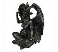 HABITZ Estatua De Resina De Cabra Satánica Baphomet Escultura Pintada A Mano Estatuas De Sentado En El Globo Pose De Meditación Dios con Cuernos De Mendes Escultura De Altar Adornos Religiosos(L)