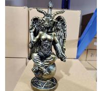 HABITZ Estatua De Resina De Cabra Satánica Baphomet Escultura Pintada A Mano Estatuas De Sentado En El Globo Pose De Meditación Dios con Cuernos De Mendes Escultura De Altar Adornos Religiosos(S)