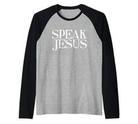 Habla Jesús Nombre Inspirador sobre Todo Nombres Cristiano Camiseta Manga Raglan