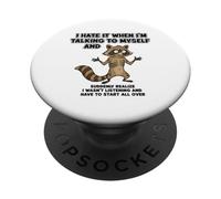 Hablando Conmigo Mismo Diseño de Humor Mapache para Amantes de los Animales PopSockets PopGrip Adhesivo