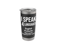 HABLO 4 IDIOMAS Divertido Profesor de Gramática del Idioma Inglés Vaso térmico de acero inoxidable de doble pared