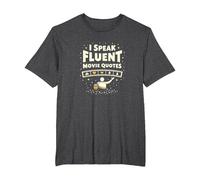 Hablo con fluidez Citas de películas Cinéfilo Amante del Cine Camiseta, Hombre Tallas Grandes, Jaspeado Oscuro, 6X Alto