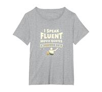 Hablo con fluidez Citas de películas Cinéfilo Amante del Cine Camiseta, Mujer Tallas Grandes, Gris Jaspeado, 2XL Grande