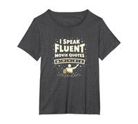 Hablo con fluidez Citas de películas Cinéfilo Amante del Cine Camiseta, Mujer Tallas Grandes, Jaspeado Oscuro, 6XL Grande