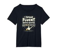 Hablo con fluidez Citas de películas Cinéfilo Amante del Cine Camiseta, Mujer Tallas Grandes, Negro, 5XL Grande