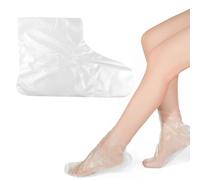 HABNI 100 Piezas Calcetines Desechables de Plástico para Pedicura, Tratamiento de Cera de Parafina, Revestimiento de Baño de Cera para Pies, Máscara Transparente, Grandes y Gruesas