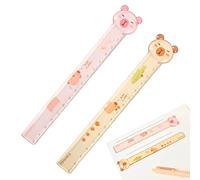HABNI 2 Piezas Gobernante de Plástico, para Medir, Subrayar y Trazar Líneas Claras y Precisas, Regla en Forma de Capybara Regla 15 cm Escolar, Bonita Escalimetro para Regalo