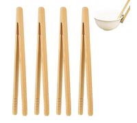 HABNI 2 Pinzas Mini Bambú Reutilizables Clásicas, 17.5 Cm, Pinzas De Madera Para Asar, Ranuradas Con Mango Fijo, Ideales Para Tostadora, Fruta, Pan Y Pepinillos, Utensilios De Cocina Para Queso