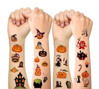 HABNI 20 Hojas Tatuaje para Niños, Tatuajes de Halloween, Impermeables para Niños, Pegatinas con Fantasmas, Calabazas, Fiestas de Halloween, Cumpleaños Infantiles
