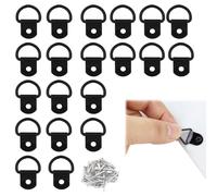 HABNI 20 Piezas Anclaje de Amarre de Anillo D Con 20 tornillos, Argollas, Anclaje de Alta Resistencia de Acero Inoxidable, Anillo de Amarre Forjado, para Asegurar Cargas en Coches(36x25mm, Negro)