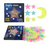 HABNI 200 Piezas Estrellas Fluorescentes para Techo, Pegatinas Pared Infantiles Estrellas y Luna 3D para Habitación de Niños, Adhesivos de Decoración Pared Crean un Cielo Estrellado Real