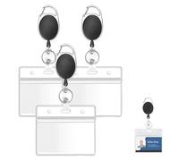 HABNI 3 piezas Porta Cordón Retráctil con Porta Tarjetas Identificativas, para Tarjeta tráfico/crédito, longitud del cable interno 60 cm