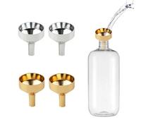 HABNI 4 Mini Embudos Pequeños de Acero Inoxidable para Cocina y Cosméticos, Embudo Metálico Plateado y Dorado