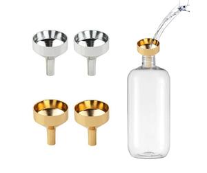HABNI 4 Mini Embudos Pequeños de Acero Inoxidable para Cocina y Cosméticos, Embudo Metálico Plateado y Dorado