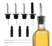 HABNI 4 Piezas Aireador Vino Vertedor De Acero Inoxidable Para Botellas Boquilla Anti Goteo Vertedor Se Adapta A Cualquier Botella Para Bebidas Cócteles Aceite Vino Con 2 Limpia Pajitas