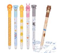 HABNI 6 Piezas Bolígrafos Borrable, Kawaii Bolis Borrables de Animales,para Material Escolar, Material de Oficina, Estudiantes, Tinta Termosensible, Punta 0,5 mm（Azul）