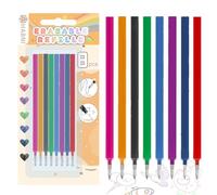 HABNI 8 Piezas Recambios Boligrafos Borrables, para Bolígrafos Legami, Recambios Borrables Canetas de Colores, Punta de 0,7 mm, Altura 13 cm, Tinta Térmica, Envase Blister, 8 Colores