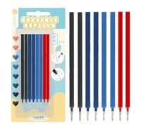 HABNI 8 Piezas Recambios Boligrafos Borrables, para Bolígrafos Legami, Recambios Borrables Canetas de Colores, Punta de 0,7 mm,Envase Blister(2 Negro + 2 Azul Oscuro +2 Azul Brillante+ 2 Rojo)