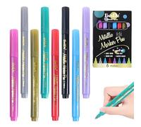 HABNI 8 Piezas Rotuladores Marcadors Metálicos para Copas de vino, Borrables, no Tóxicos, secado rápido, Alternativa para los Identificadores de Copas de Vino