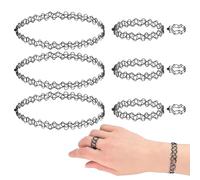 HABNI 9 Uds Collar Tatuaje Pulsera Anillo Juego,Ajustable Choker Collar Estiramiento Gótico,90 Y 95 Para Mujeres Niñas (Negro)