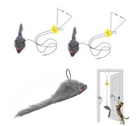 HABNI Lot de 2 Juguetes Gatos, juguetes colgantes para gatos, incluye un ratón de repuesto uguetes Gatos para Colgar, Juguete Interactivo para Interior,