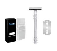 HABNI Maquinilla de Afeitar Manual, maquinilla de Afeitar de Doble Cara, maquinilla de Afeitar de Seguridad para Hombres, 10 Hojas (Plata)