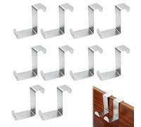 HABNI Perchero Puerta, juego de 10 unidades, Acero inoxidable, Perchero para puerta de dormitorio, el baño, Gancho largo 4 cm, gancho corto 2 cm, altura 6 cm, anchura 2,5 cm