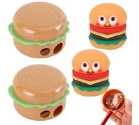 HABNI Sacapuntas Con Depósito Milan, 4 Unidades En Color Amarillo, Afilalápices Con Diseño De Hamburguesa Compacto Y Ligero, Tamaño Estándar